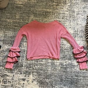 Pink Express Ruffle Sleeve Sweater